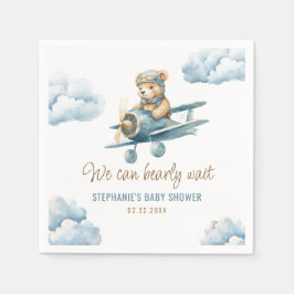 Servilleta De Papel Avión Cute Bear Blue Boy Baby Shower