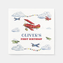 Servilleta De Papel Avión Vintage Avión Napkins First Birthday