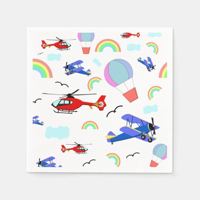Servilleta De Papel Aviones, helicópteros y globos (Anverso)