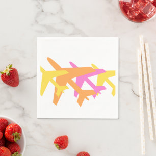 Servilleta De Papel Aviones Naranja amarillo Sonido de vuelo rosa