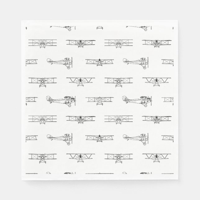 Servilleta De Papel Aviones Vintage Aviación Tema PERSONALIZADO COLOR (Anverso)