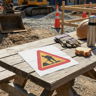 Servilleta De Papel Aviso de trabajo por carretera antes de la zona de