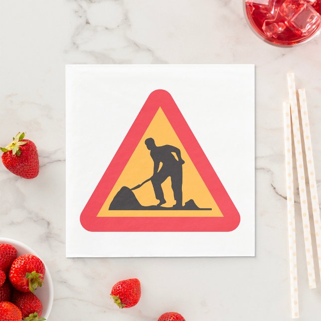 Servilleta De Papel Aviso de trabajo por carretera antes de la zona de (Subido por el creador)