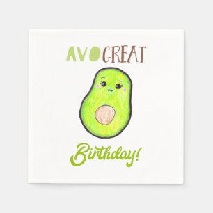 Servilleta De Papel Avo gran cumpleaños kawaii mano dibujado aguacate