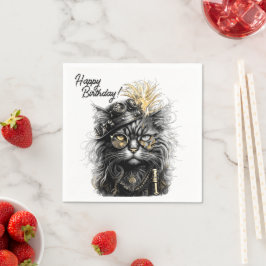 Servilleta De Papel Awesome Steampunk Cat Birthday