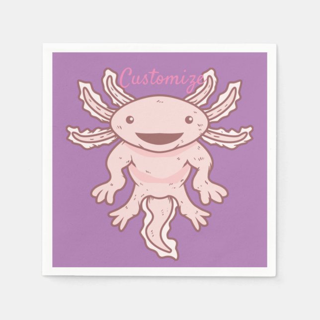 Servilleta De Papel Axiolotl rosado lindo Thunder_Cove (Anverso)
