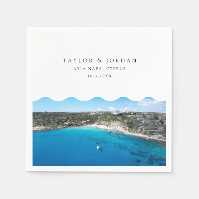Servilleta De Papel Ayia Napa Boda Chipre Personalizado Cocktail Napki (Anverso)