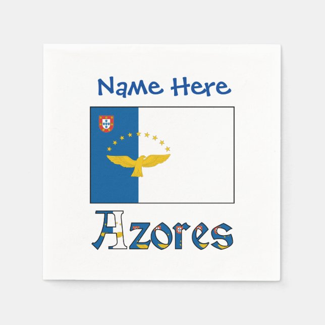 Servilleta De Papel Azores Azorean Flag Blue Personalized Name (Anverso)