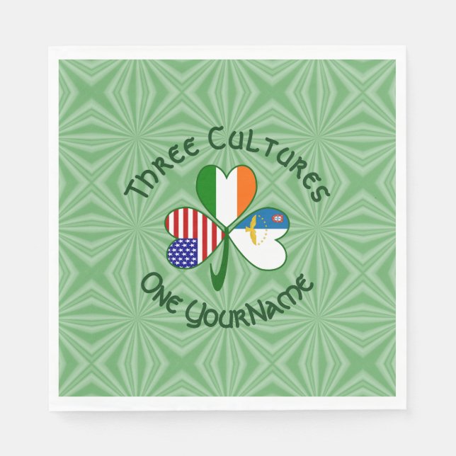 Servilleta De Papel Azores Ireland USA Banderas Shamrock personalizado (Anverso)