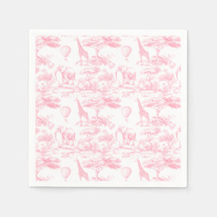 Servilleta De Papel Azúcar rosa Animales Toile de Jouy Bebé ducha