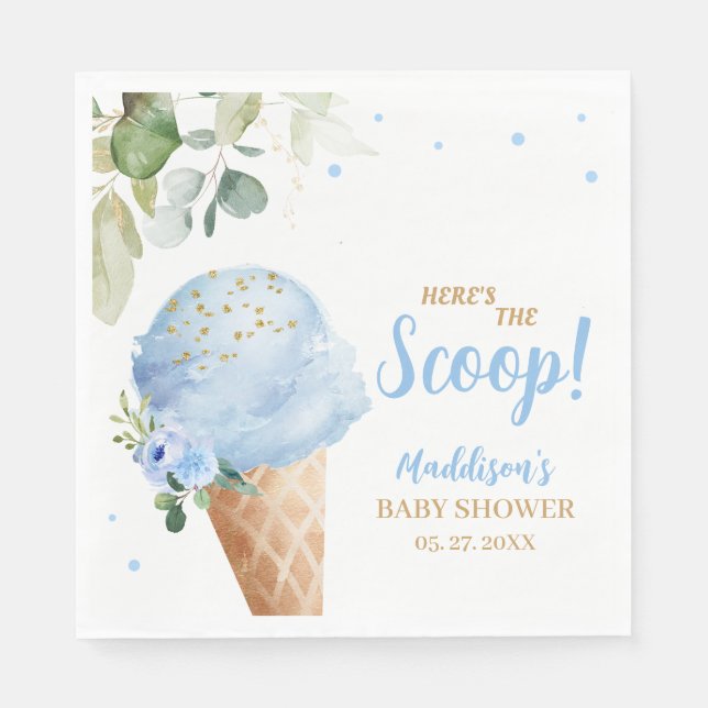 Servilleta De Papel Azucre Helado Cumpleaños de Bebe  (Anverso)