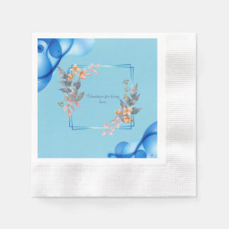 Servilleta De Papel Azul abstracto floral geométrico personalizado