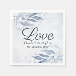 Servilleta De Papel Azul acuarela deja flores Boda botánico