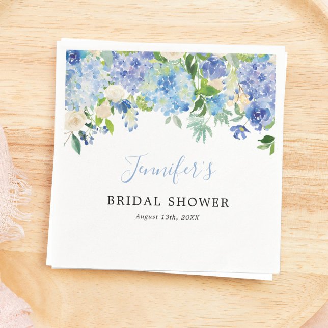 Servilleta De Papel Azul acuarela Floral Bridal Ducha Napkin (Subido por el creador)
