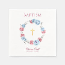 Azul acuarela y flor rosa Rubor