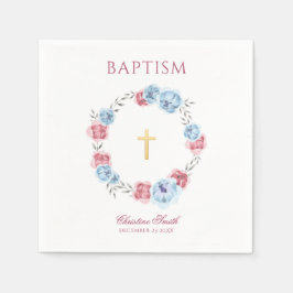 Servilleta De Papel Azul acuarela y flor rosa Rubor