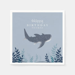 Servilleta De Papel Azul Adorable Bajo el Mar Manta Ray Cumpleaños