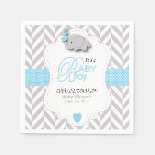 Servilleta De Papel Azul bebé, Baby Shower gris blanco