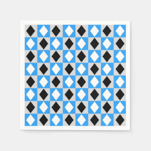 Servilleta De Papel Azul blanco geométrico rhombus Diamante