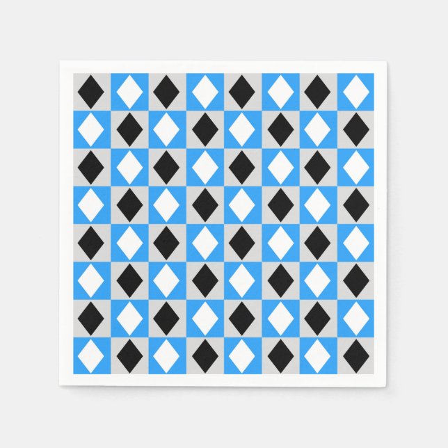 Servilleta De Papel Azul blanco geométrico rhombus Diamante (Anverso)