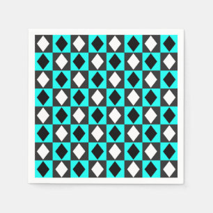 Servilleta De Papel Azul blanco geométrico rhombus Diamante