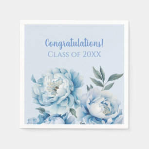 Servilleta De Papel Azul Claro Floral Graduación 