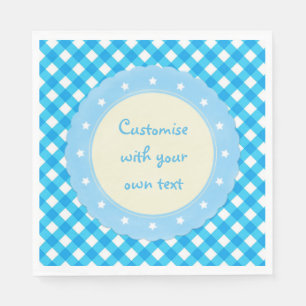 Servilleta De Papel Azul Claro Gingham Personalizado de Fantasía