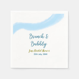 Servilleta De Papel Azul color de agua dorado burbujeante y brunch bri