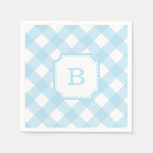 Servilleta de papel azul con estampado de cuadros
