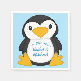 Servilleta De Papel Azul de Baby Shower pingüino