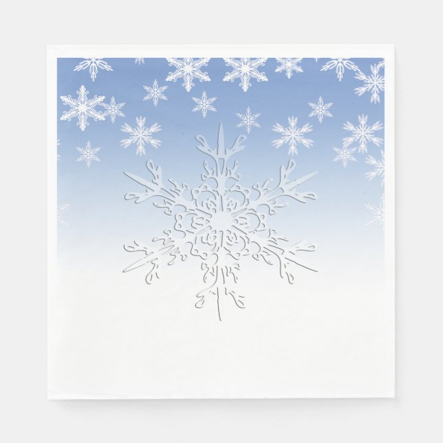 Servilleta De Papel Azul de copos de nieve de invierno (Anverso)