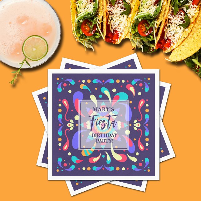 Servilleta De Papel Azul de Fiesta colorido (Colorful Mexican Fiesta Blue Napkins)