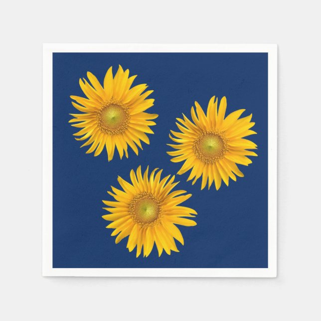 Servilleta De Papel Azul de la Armada Rustica de los girasoles (Anverso)