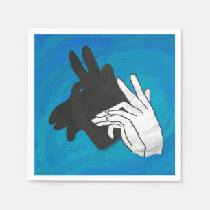 Servilleta De Papel Azul de la cabra de Billy de la silueta de la mano