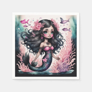 Servilleta De Papel Azul de la sirena negra