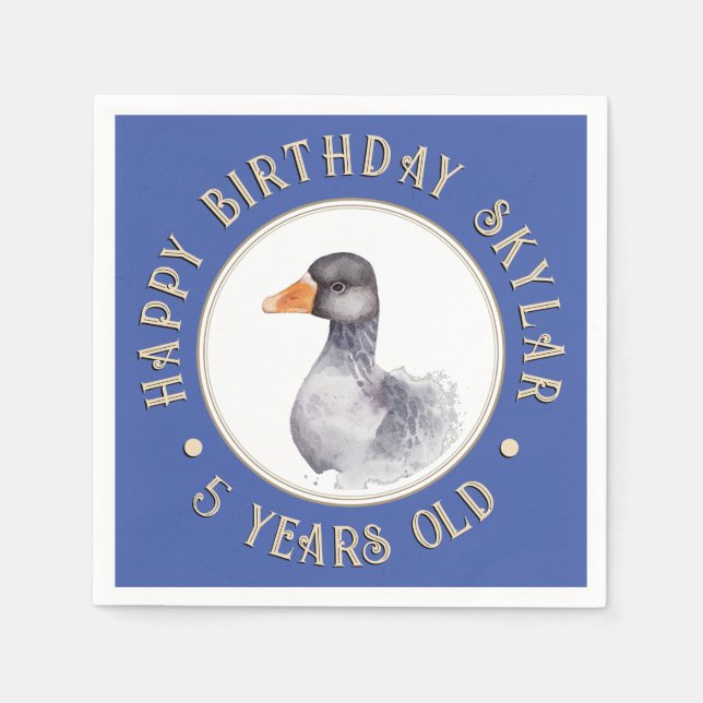 Servilleta De Papel Azul de los niños Personalizados de cumpleaños con (Anverso)
