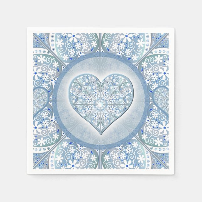 Servilleta De Papel Azul de luz de encaje cerámico (Anverso)