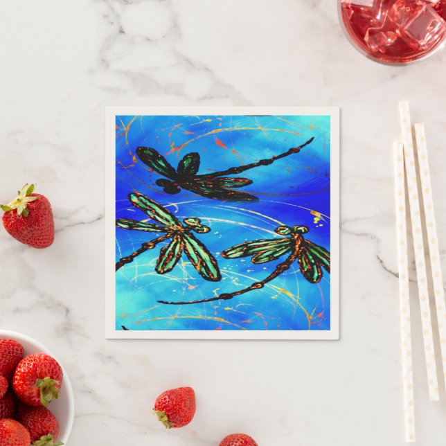 Servilleta De Papel Azul de vuelo de libélula (In situ)