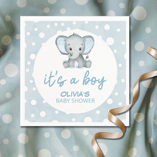 Servilleta De Papel Azul elefante lindo es un niño Baby Shower (Subido por el creador)