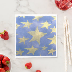 Servilleta De Papel Azul estrellado y oro