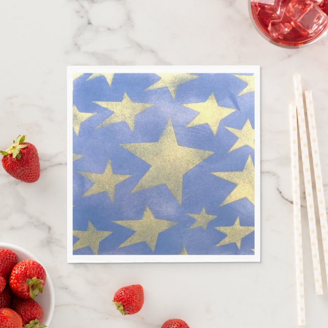 Servilleta De Papel Azul estrellado y oro (In situ)