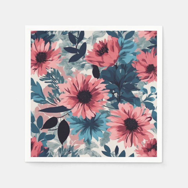 Servilleta De Papel Azul floral (Anverso)