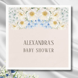Servilleta De Papel Azul floral blanco Hydrangea Garden Baby Shower