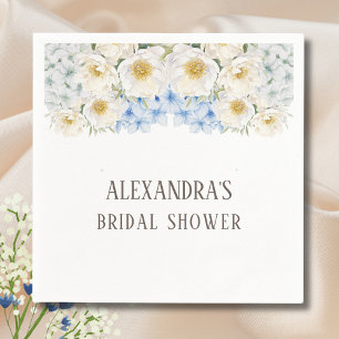 Servilleta De Papel Azul floral blanco Hydrangea Jardín Ducha de novia