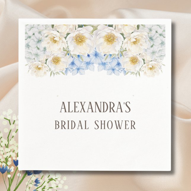 Servilleta De Papel Azul floral blanco Hydrangea Jardín Ducha de novia (Subido por el creador)