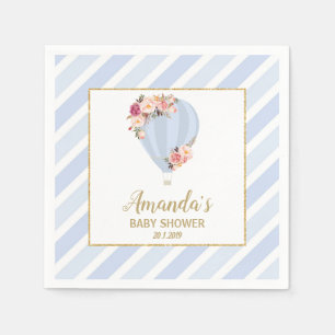 Servilleta De Papel Azul floral elegante de la ducha del bebé del
