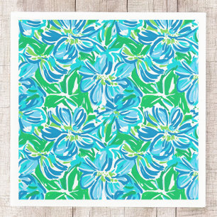 Servilleta De Papel Azul Floral Preppy / Fiesta de Flores Elegante