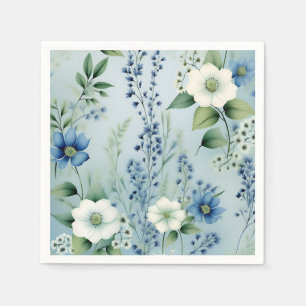 Servilleta De Papel Azul floral romántico delgado