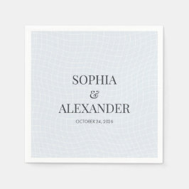 Servilleta De Papel Azul Glacial Moderno y Cuadrícula Deformada