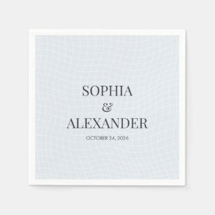 Servilleta De Papel Azul Glacial Moderno y Cuadrícula Deformada